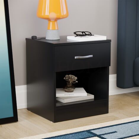 Riano 1 Drawer Bedside Table Cabinet Chest Nightstand Bedroom Furniture