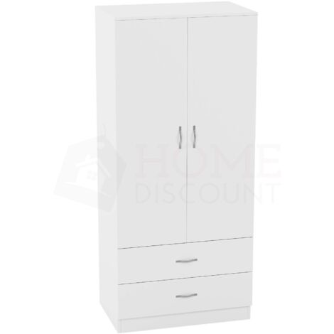 Riano 2 Door 2 Drawer Wardrobe With Hanging Rail & Storage Shelf, White