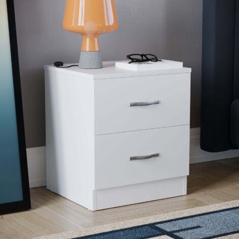 main image of "Riano 2 Drawer Bedside Chest, White"