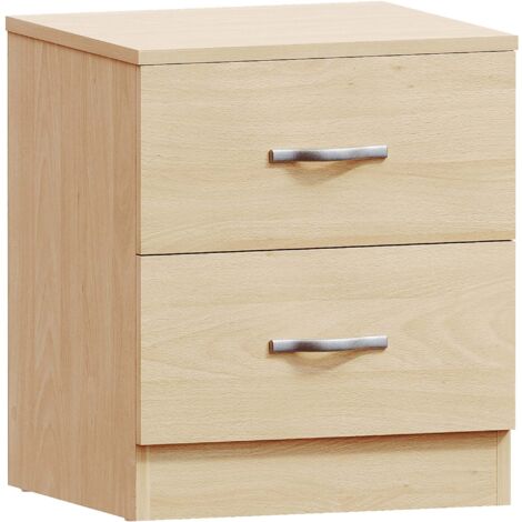 Riano 2 Drawer Bedside Table Cabinet Chest Nightstand Bedroom Furniture, Pine