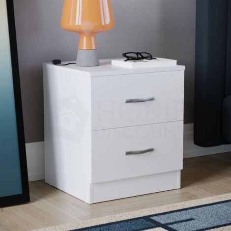 Riano 2 Drawer Bedside Table Cabinet Chest Nightstand Bedroom Furniture