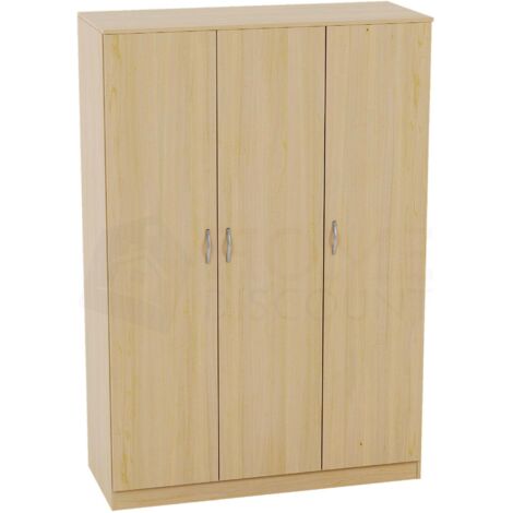 Riano 3 Door Wardrobe With Hanging Rail & Storage Shelf, Pine