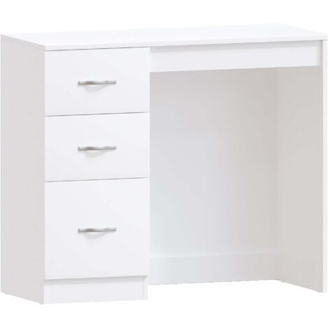 HOME DISCOUNT Riano Coiffeuse avec 3 Tiroirs Bureau de Maquillage Meuble de Chambre H 79 x L 93 x P 38 cm, Blanc