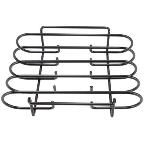 Rib Rack 4 Rows Capacity Compact Portable Iron Material Black Durable Reusable Barbecue Standing Rib Rack for Camping