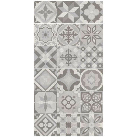 RIBADEO GREDOS - 30x30cm - Carrelage patchwork aspect béton à motifs - Gris, Anthracite, Gris Perle
