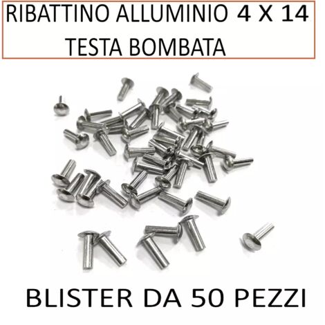 RIBATTINO ALLUMINIO 4 X 14 TESTA BOMBATA (CONF.50 PZ)