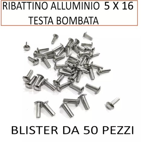 RIBATTINO ALLUMINIO 5 X 16 TESTA BOMBATA (CONF.50 PZ)