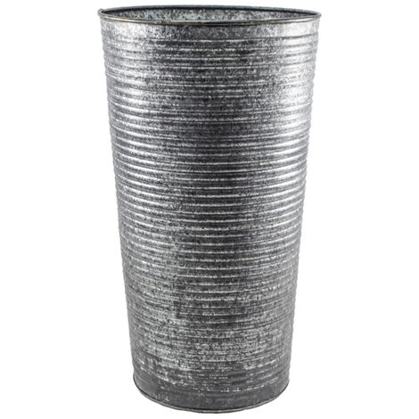 Ribbed Vase - Iron - L28 x W28 x H50 cm - Galvanised