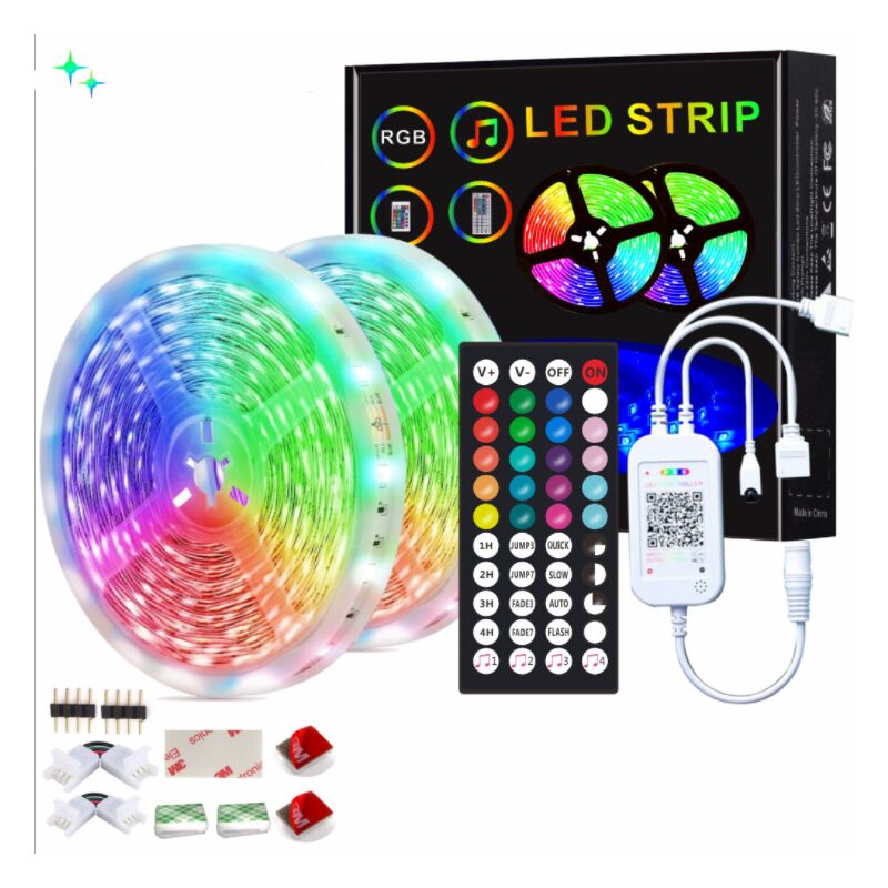 Ribbon 15M 5050 RGB Bluetooth LED Strip Kit, SZ-Climax Flexible Multicolor Lichtleiste mit 24 Tasten Fernbedienung, 12V Netzteil, RGB LED Strip Dekor