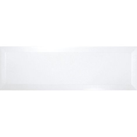 Carrelage métro biseauté 10x30 cm blanc brillant – Faïence résistante à l'humidité – Contenance 1.02 m² – 34 carreaux par boîte – Ribesalbes