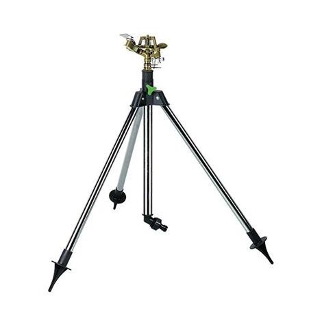 Ribiland – Arroseur cracheur métal sur trépied réglable 52-82cm – Secteur 0-360° – Surface jusqu'à 500m² – Longueur de jet ajustable