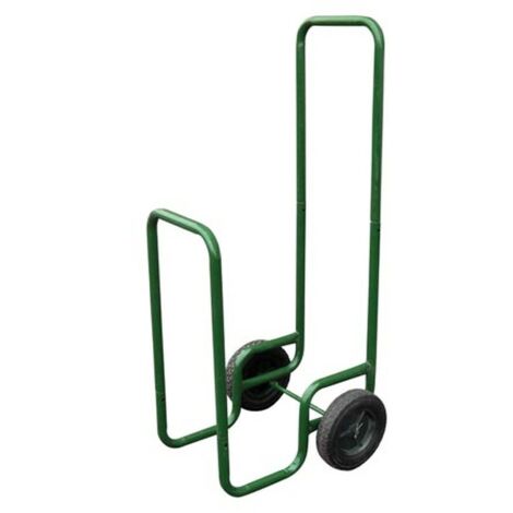 Ribiland – Chariot à bûches acier vert – Charge max 100 kg – Roues en caoutchouc souple – Dimensions 110x30x45 cm