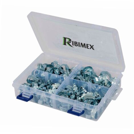 Ribiland – Collier de serrage 80 pièces – Largeur 9 mm – Diamètres Ø8-12 mm, Ø10-16 mm, Ø12-22 mm – Pour fixation acier