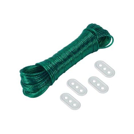 Ribiland – Corde à linge PVC 40m avec 4 tendeurs – Âme métallique pour maintien optimal – Diamètre 3mm – Séchage intérieur et extérieur