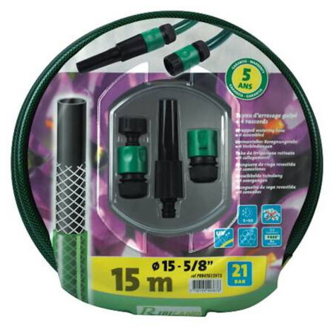 Ribiland - Kit d'arrosage 1 tuyau Tubi’Dro 15 m et 4 accessoires - PRB4TG15V15