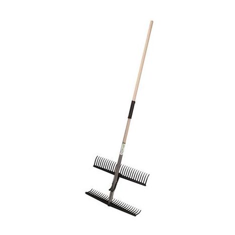 Ribiland – Rateau double articulation 28 dents – Longueur 165 cm – Largeur 56 cm – Poids léger 1,15 kg – Mâchoires en polypropylène