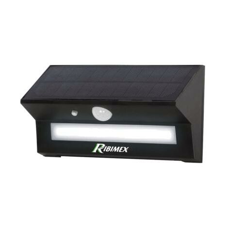 Ribimex – Applique solaire avec détecteur – 3 modes d'intensité – Corps noir – IP44 – Angle de détection 90° jusqu'à 8m