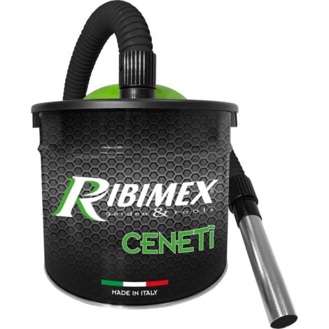 Ribimex Aspiracenere Elettrico Cenetì, con Filtro HEPA Lavabile, Bidone da 15 L, Potenza 800 W, Ideale per Aspirare Ceneri Fredde da Stufe, Caminetti e Barbecue - PRCEN009H