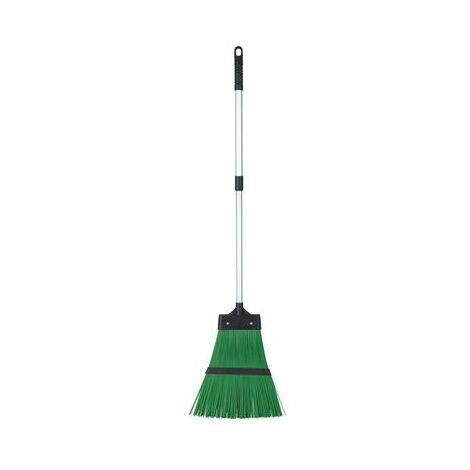Ribimex – Balai de jardin télescopique aluminium 135 cm – Poils rigides en polyéthylène – Nettoyage efficace surfaces extérieures