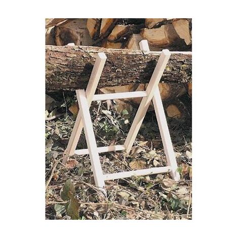 Ribimex – Chevalet de sciage pliable en hêtre 68x40cm – Chaîne de blocage pour bûches – Support robuste pour découpe précise