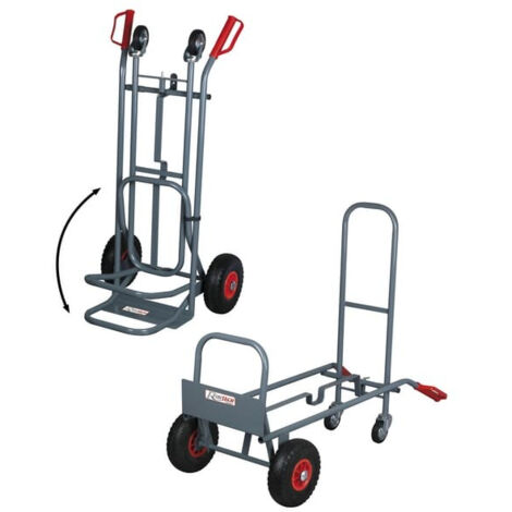 Ribimex – Diable professionnel 2 en 1 PRCD2P – Métal peint époxy – Charge maximale 250 kg – Bavette 390x140mm – Pelle rabattable 307x340mm