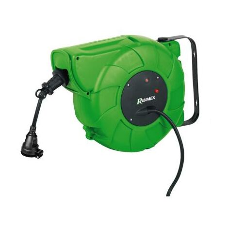 Ribimex – Enrouleur électrique 15 m avec câble H07RN-F 3G2.5mm² – Disjoncteur thermique – Montage mural – Classe de protection IP44