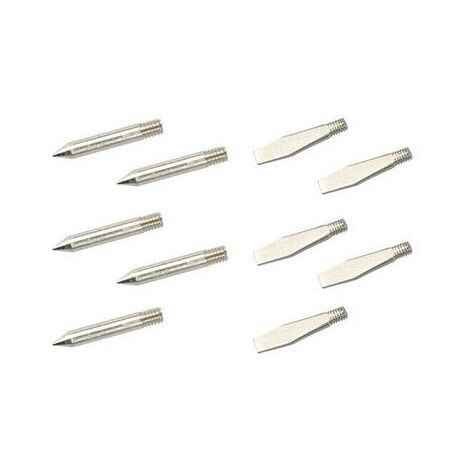 Ribimex – Lot de 10 pannes à souder à vis – 5 pointues et 5 plates – Compatible avec la plupart des fers à souder – Pour travaux de soudure de précision