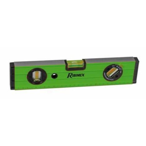Ribimex – Niveau à bulle magnétique 30 cm – 3 bulles dont 1 réglable – Graduation en mm pour mesures précises – Pour chantiers humides