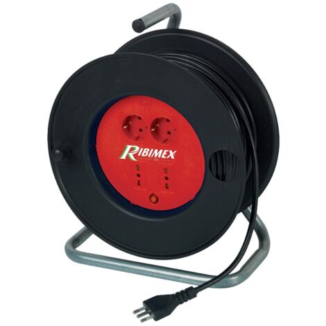 Ribimex PRMAJORIV403X15 Avvolgicavo elettrico 4 prese 40m 3x1,5 base in metallo