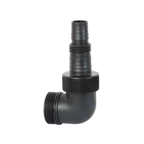 Ribimex – Raccord coudé pour pompe vide-cave – Sortie tuyau Ø 25 mm et 32 mm – Polypropylène pour drainage et arrosage – Dimensions 22 x 13,5 x 5 cm