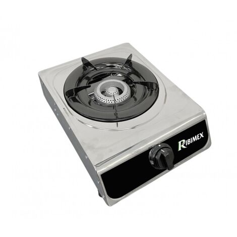 Ribimex – Réchaud à gaz inox 1 feu 2,9 kW – Butane et propane – Compact pour camping et cuisine d'appoint – Brûleur avec robinet indépendant