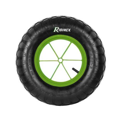 Ribimex – Roue de brouette run-flat 400 mm – Acier laqué – Axe Ø 20 x 260 mm – Performance optimale même en cas de dégonflage
