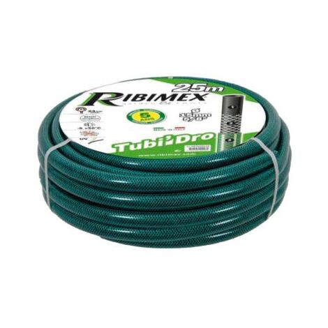Ribimex – Tuyau d'arrosage guipé 3 couches 25m – Diamètre 25mm – Pression max 21 bars – Traitement anti-UV – PRTG25V25