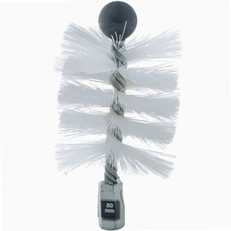 Ribitech – Brosse hérisson ronde pour poêle en nylon – Diamètre 80 mm – Nettoyage efficace des conduits – Compatible avec kits de ramonage