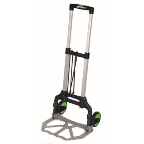 Ribitech – Diable pliant 80 kg – Montants télescopiques en aluminium – Roues pleines 120 mm – Bavette repliable avec tendeur inclus - ST0801