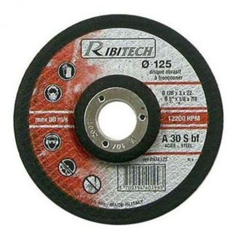 Ribitech - Disque Abrasif Ø125 Tronçonner Acier Déporté 125X3,2X22,2