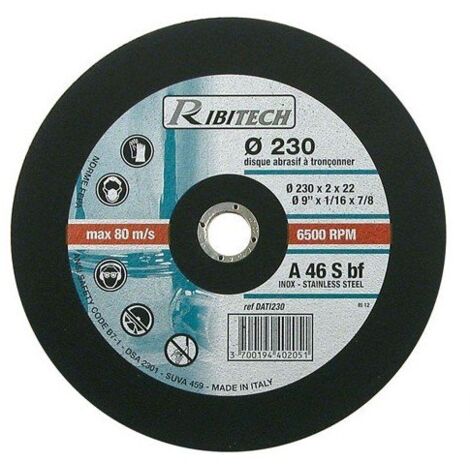 Ribitech - Disque Abrasif Ø230 Tronçonner Inox Plat 230X2X22,2