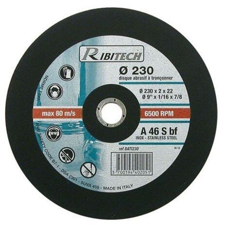 Ribitech - Disque Abrasif Ø230 Tronçonner Inox Plat 230X2X22,2