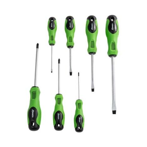 Ribitech – Lot de 7 tournevis cruciformes – Lames en chrome vanadium – Manche ergonomique bi-matière – Tête aimantée pour vissage rapide