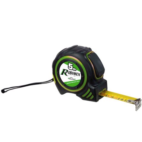 Ribitech – Mètre ruban autobloquant 5m 19mm – Boîtier ABS antidérapant – Ruban en métal rigide – Résistant aux chocs et à l'usure