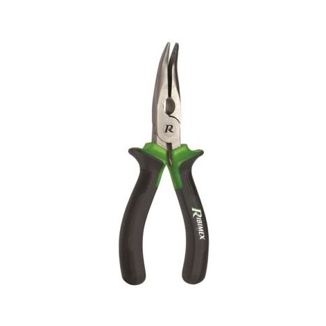 Ribitech – Pince à bec long coudée 160 mm – Acier forgé chromé vanadium – Poignées bi-matière SoftTouch pour confort d'utilisation