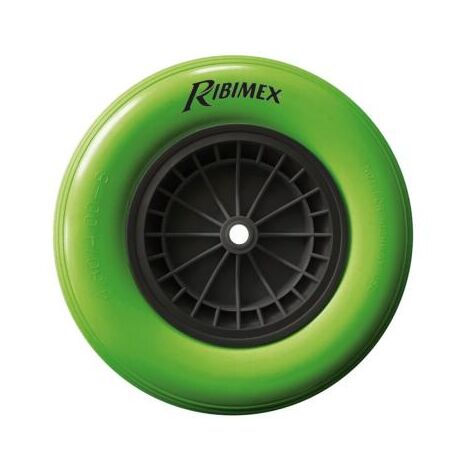 Ribitech – Roue increvable 400 mm pour brouette – Polypropylène durable – Roulement à aiguilles pour fonctionnement fluide – Axe diamètre 20 mm