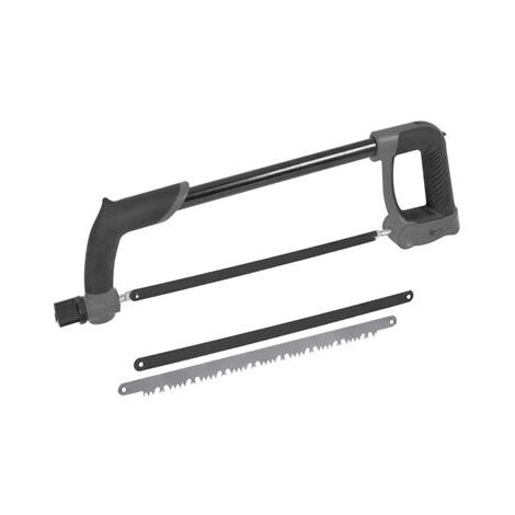 Ribitech – Scie à métaux 300 mm – 3 lames acier carbone haute résistance – Coupe précise à 45° – Poignée bi-matière confort