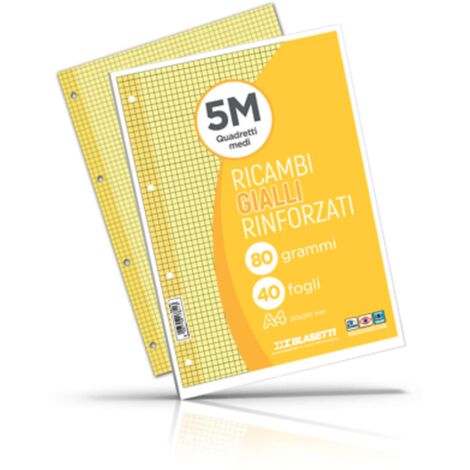 Ricambi Maxiquaderni Rinforzati Color Giallo 40Ff. 80Gr. 5Mm X30