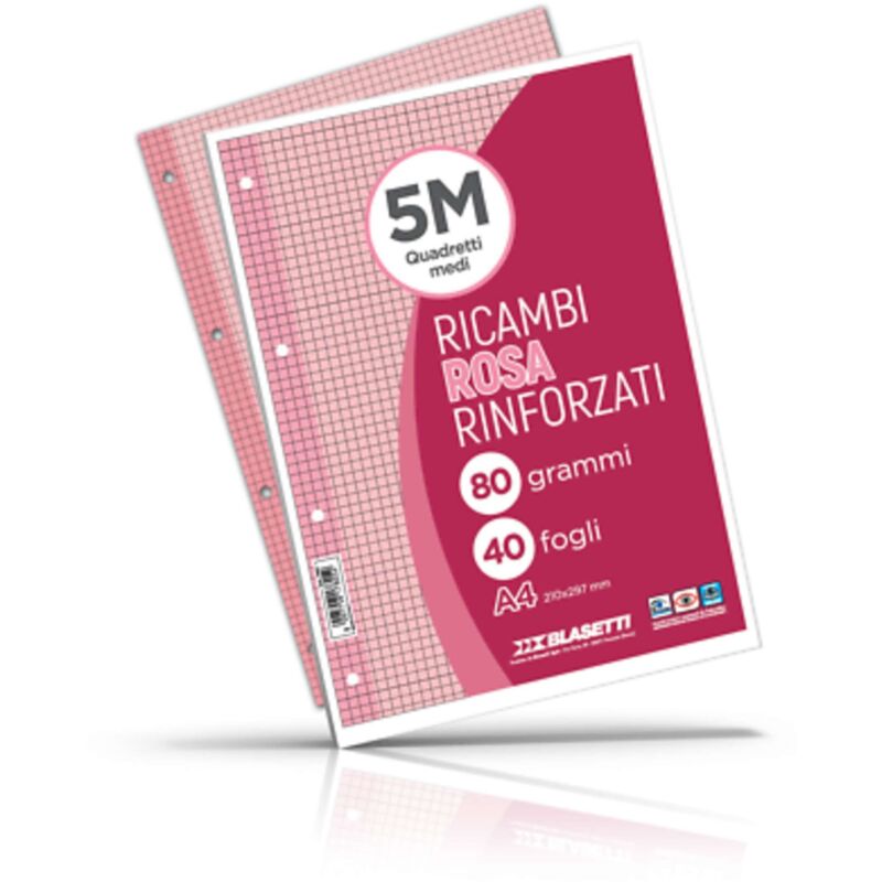 Ricambi Maxiquaderni Rinforzati Color Rosa 40Ff