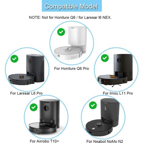 ALOVEZ Ricambi per HONITURE Q6 Pro, per Laresar L6 Pro, per AIRROBO T10+, per Neabot N2, per Imou L11 Pro Accessori per aspirapolvere robot, spazzola principale, spazzola laterale, filtro, panno per mocio (1