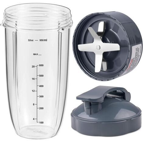 Ricambi per NutriBullet, tazza e lama per Nutribullet Pro 900 e 600 Watt, lama estrattore, tazza e coperchi a scatto compatibili con Nutribullet da 32 oz.