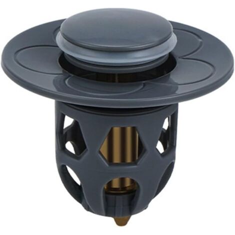 Ricambi Scarico per lavabo a scomparsa universale, Scarico per lavabo a scomparsa con filtro anti-intasamento, Filtro di scarico anti-intasamento, Tappo per vasca da bagno, Grigio
