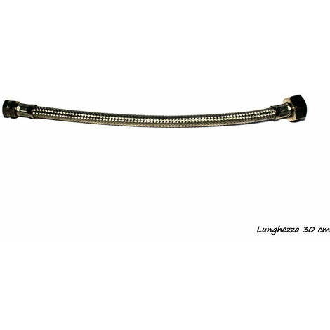 ricambio 4pz. flessibile alimentazione acciaio inox acqua calda fredda 30cm 1/2"  3/8" F/F