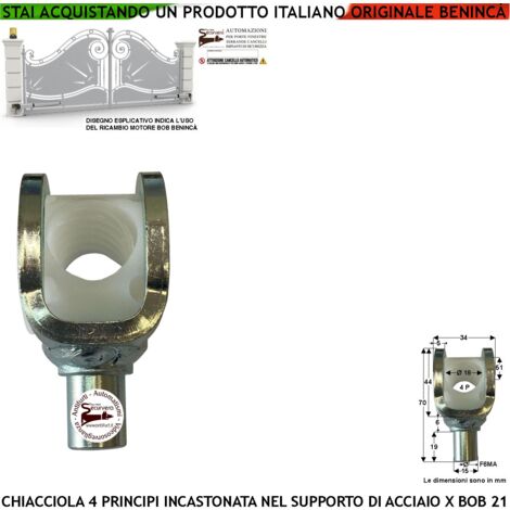 Ricambio del BOB21 Chiocciola di Traino per Vite Senza Fine a 4 Principi Incastonata Sulla Forcella di Acciaio Zincata Codice Benincà 9686873 Foro da 18 mm con 4 Filetti Perno con Foro Filettato 6MA